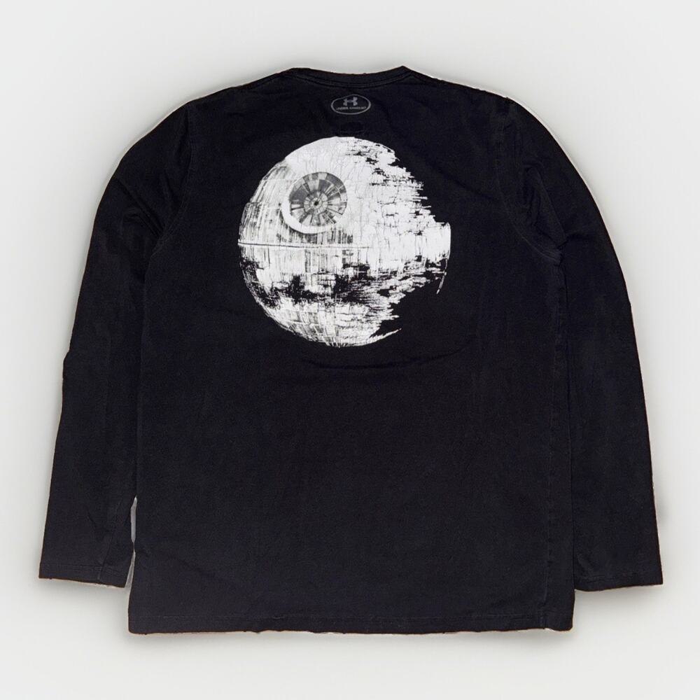 Under Armour Star Wars Death Star Black Loose Long Sleeve T-Shirt Large 22x29